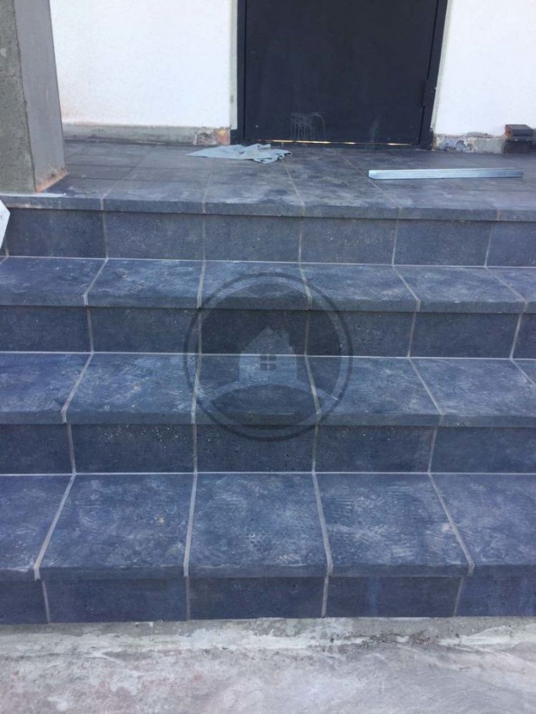 Клинкерная ступень прямоугольная угловая Loftstufe Stroeher Gravel Blend 963 black, 340х340х35х11 мм