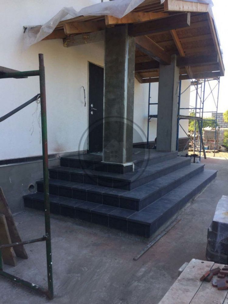 Клинкерная ступень прямоугольная угловая Loftstufe Stroeher Gravel Blend 963 black, 340х340х35х11 мм