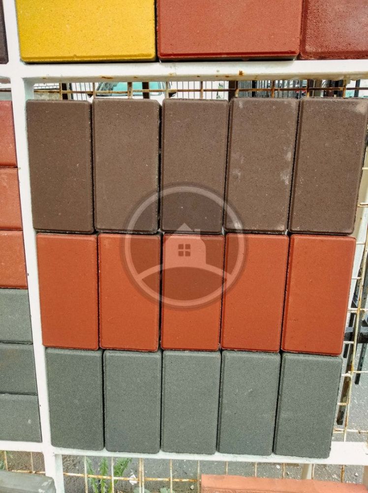 Тротуарная плитка Прямоугольник Лайн, 40 мм, коричневый, гладкая