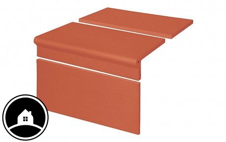 Клинкерный романский набор ступени King Klinker рифленый 01 Ruby red, 330/175*245*12 мм