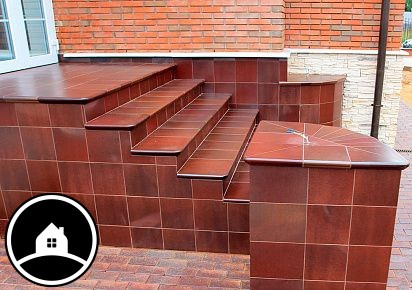 Клинкерная угловая ступень флорентинер Stroeher Keraplatte Duro 825 sherry, 345х345х12 мм